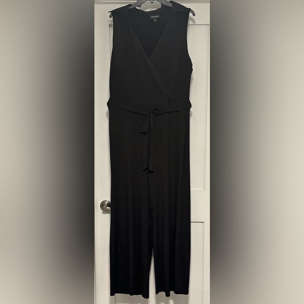 Nina Leonard Black Sleeveless Jumpsuit